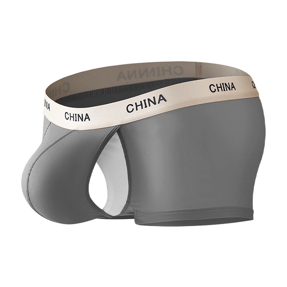 بوكسر رجالي من الحرير الجليدي ، ملابس داخلية منخفضة الخصر ، سراويل داخلية ناعمة بخيط جي