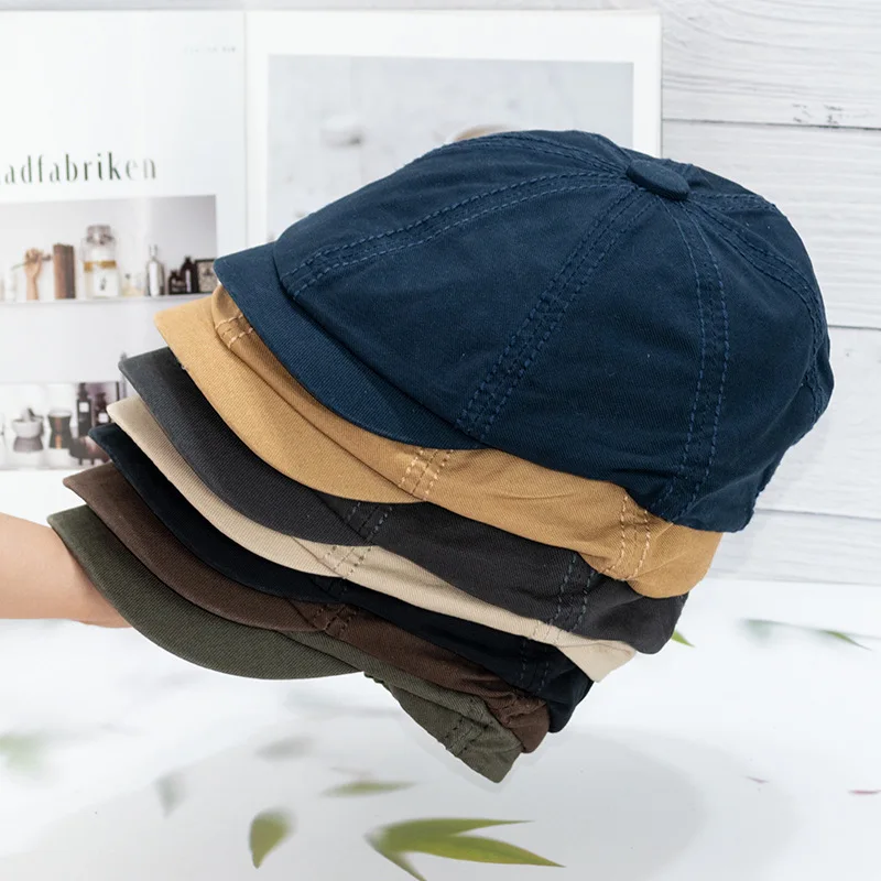 Vintage Men Beret Newsboy Hats Classic Cotton Beret Hat Golf  Autumn Winter Men Berets Cap 7Colors