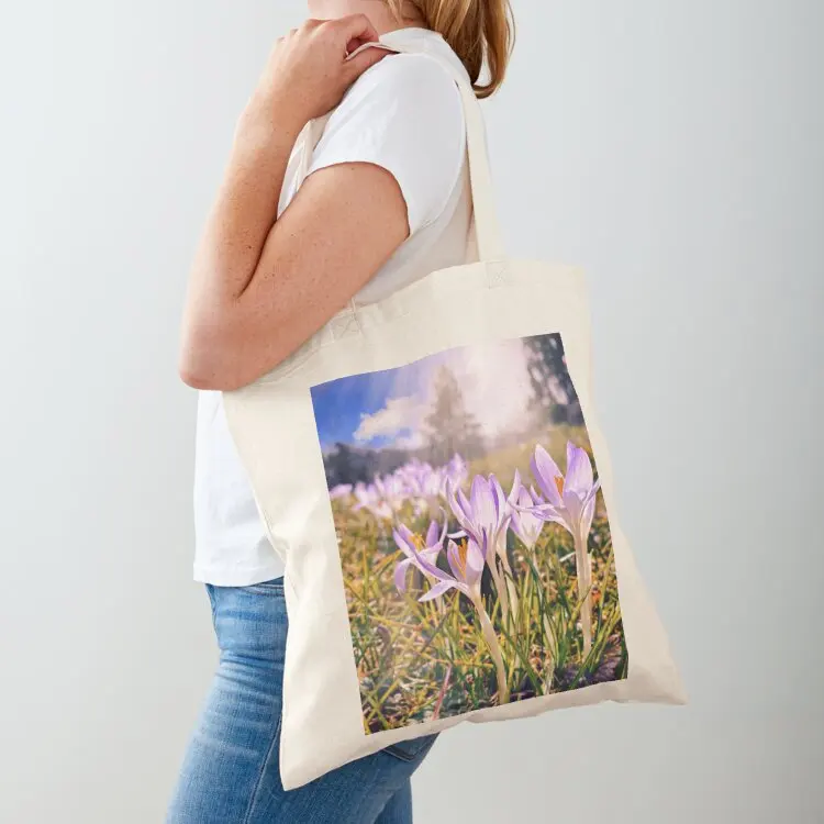 

Crocuses on the mountain Tote Bag tote bag canvas Canvas shoulder bag custom fabric Shopper