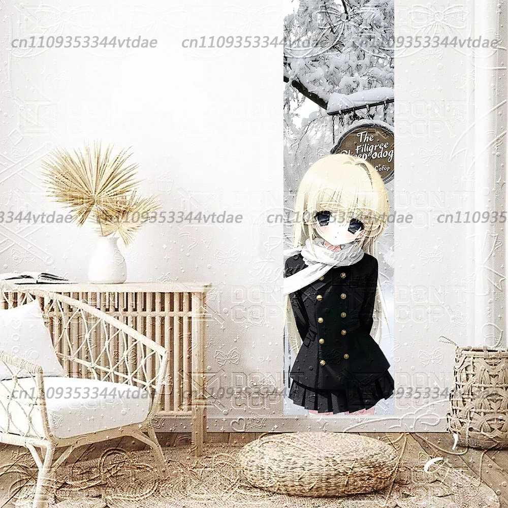 Sakagami Tomoyo Anime Tapestry Blonde Girl in Snow Wall Hanging, Aesthetic Cozy Decor Ins Style Bedroom Dorm Background Cloth
