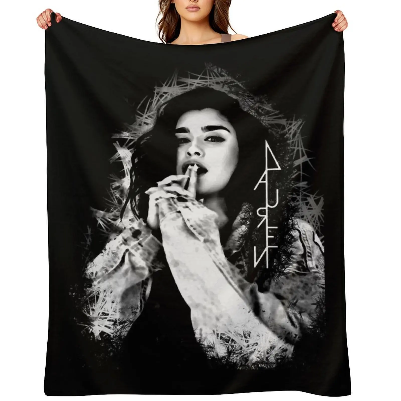 

Lauren Jauregui black and white logo Throw Blanket anime Soft Beds Designers wednesday Blankets