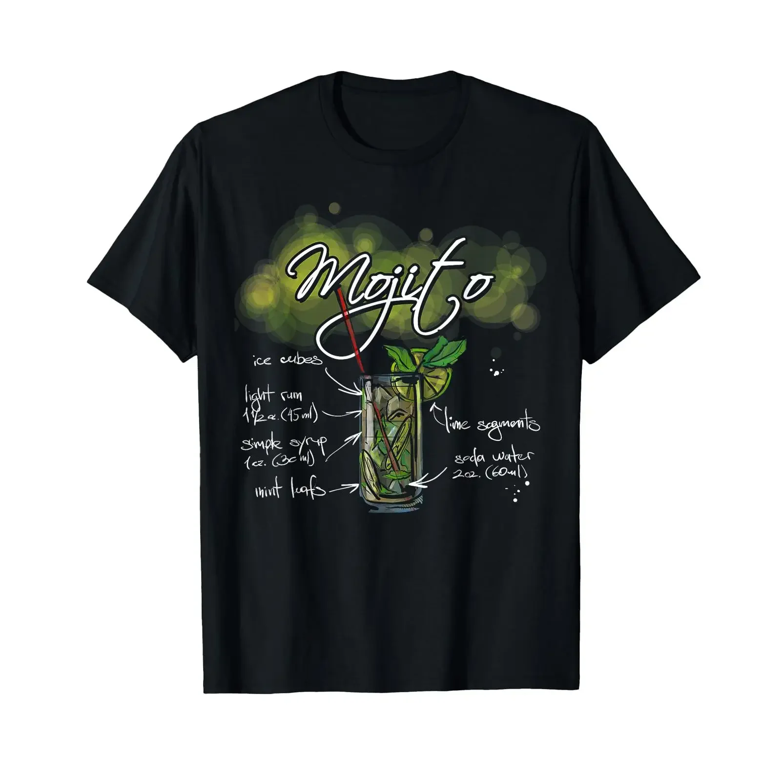 Mojito Cocktail Ingredients Cool Bartender or Waitstaff T Shirt vintage Washed Top For Everyday Wear designer clothes Versatile