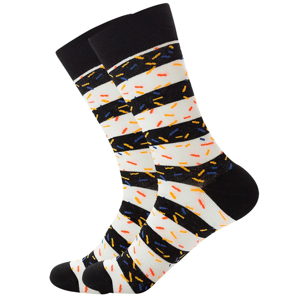 Hip Hop Socks Cotton New Trend Geometric Black White Stripe Gradient Colorful Casual Men Socks Women Couple Party Gifts