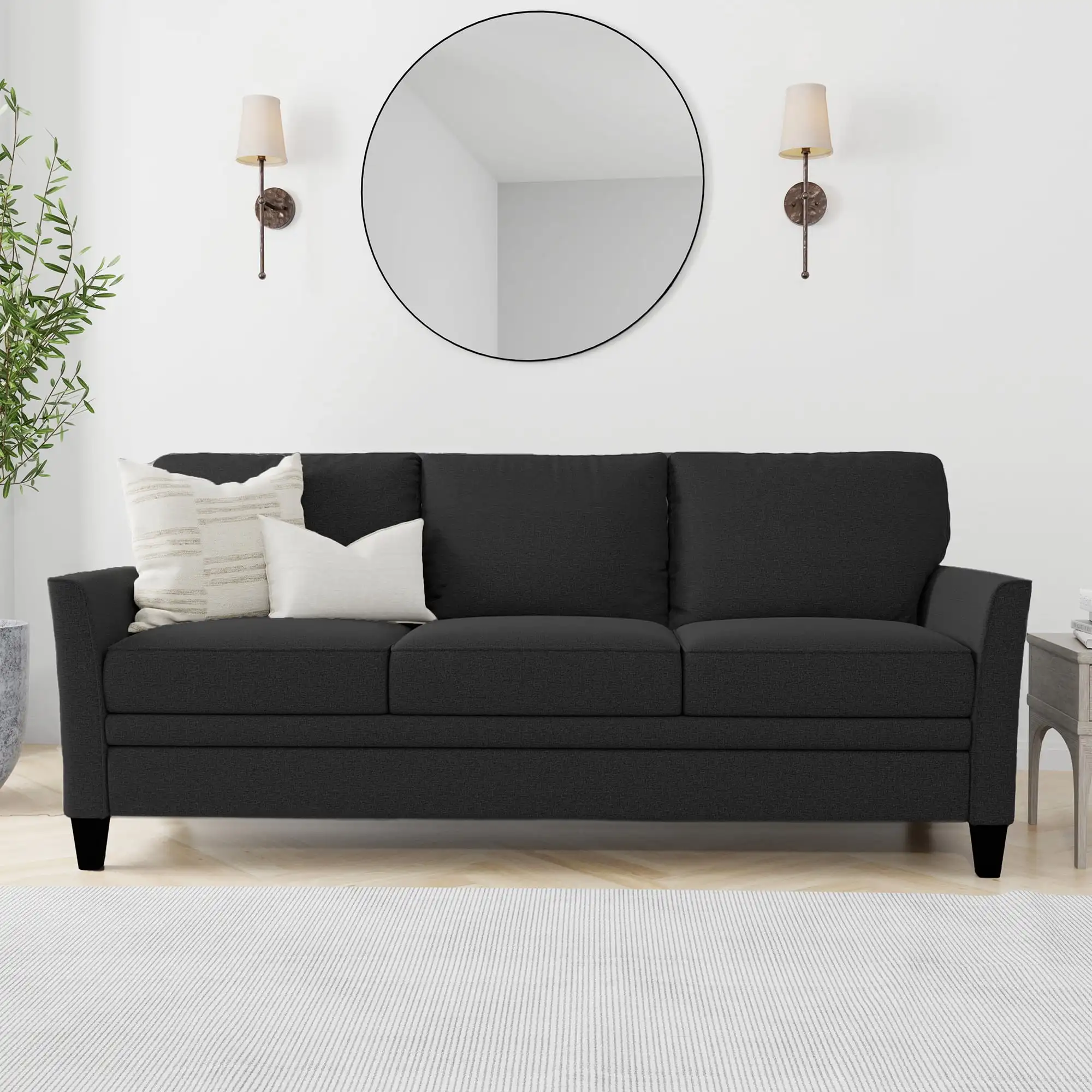 

Auden 3 Seat Classic Modern Sofa, Black