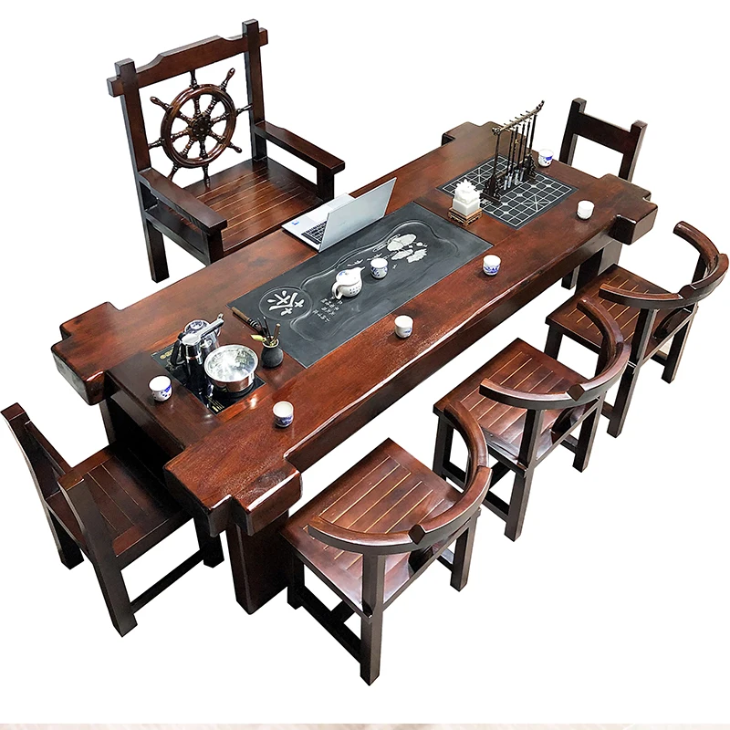 

Tea table and chair combination solid wood office integrated kung fu tea table household