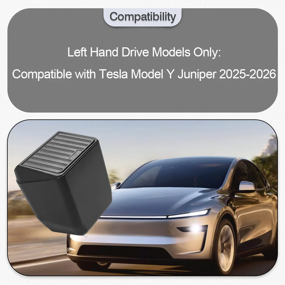 

Car Rear Door Storage Organizer For Tesla Model Y Juniper 2025-2026 Press on lid rear middle storage box Interior Accessories