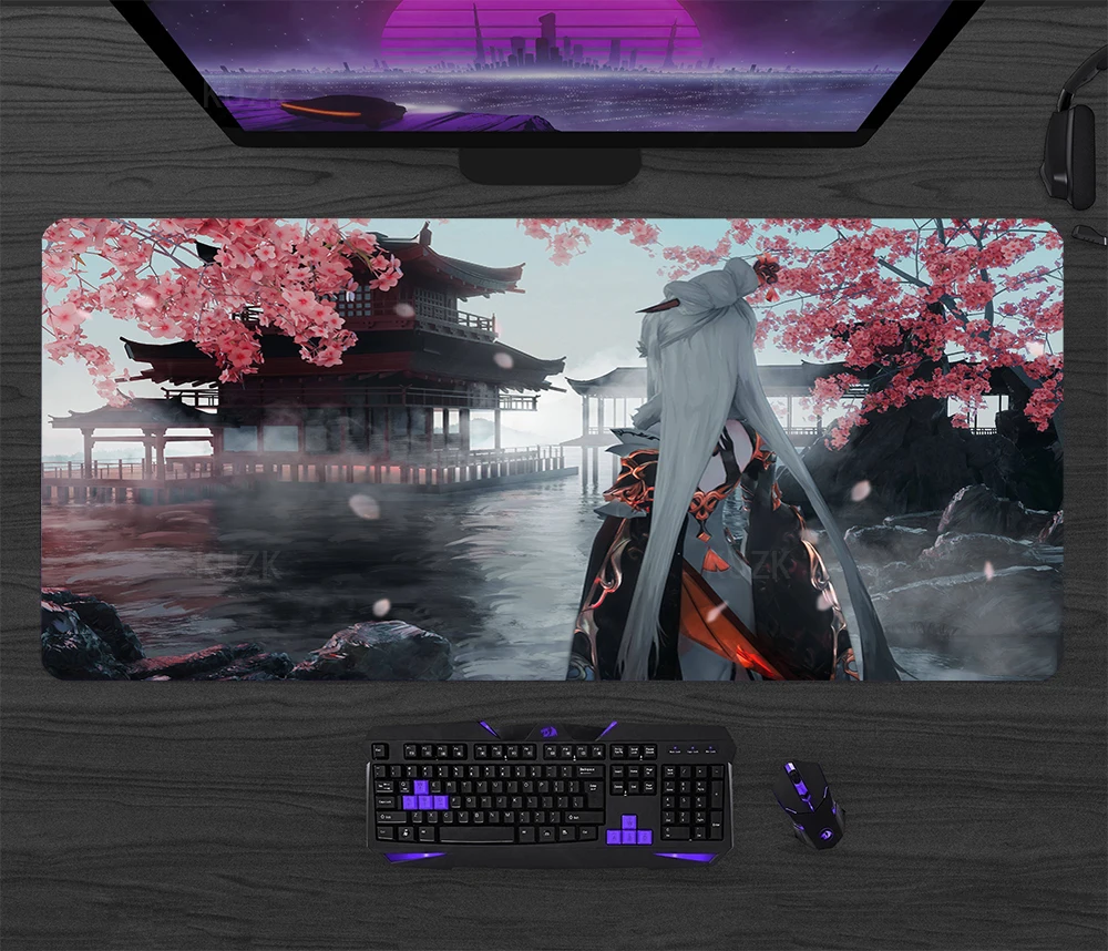 Fantasy Cherry Blossom Tree Mouse Pad Large Computer Keyboard Pad Anime Game Mouse Pad Game Pad Amazing Landscape XXL Desk Mat