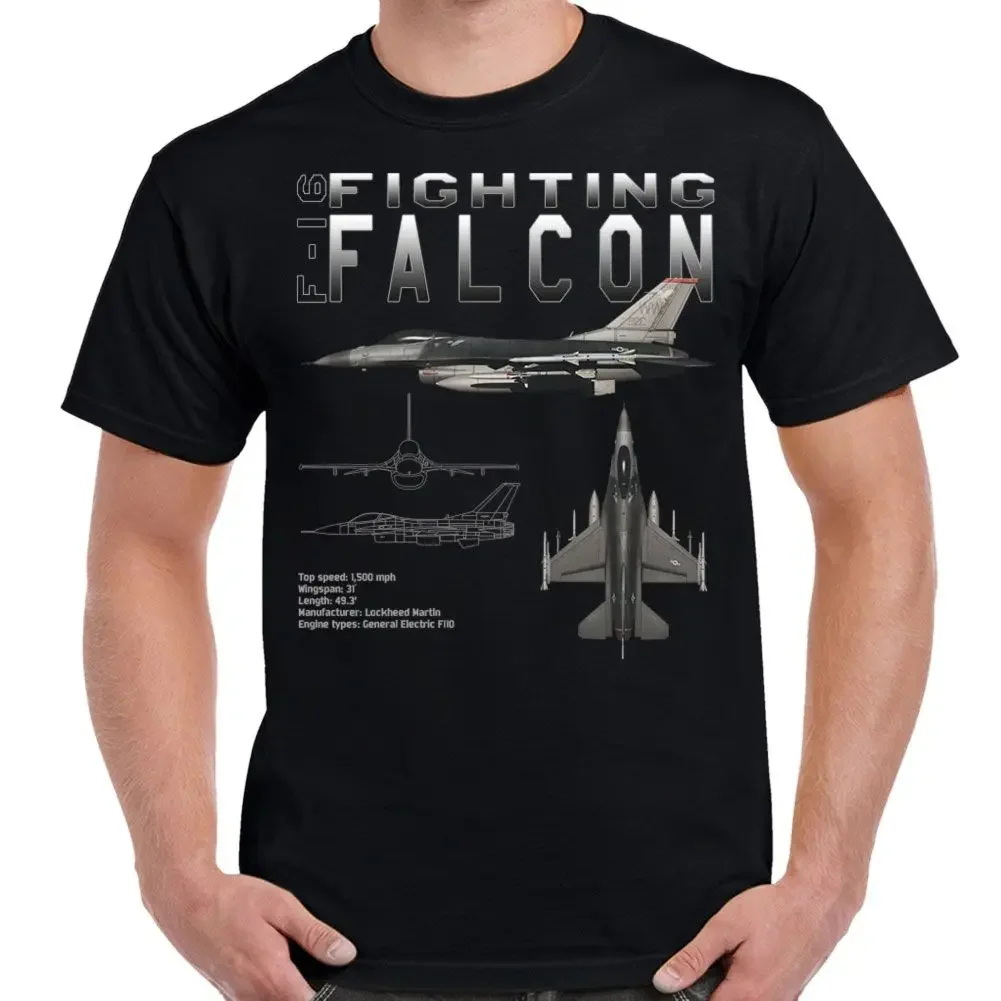 F-16 Fighting Falcon Schematic Men's T-shirt Short Sleeve Casual Cotton O-Neck Summer Shirts Size S-3XL