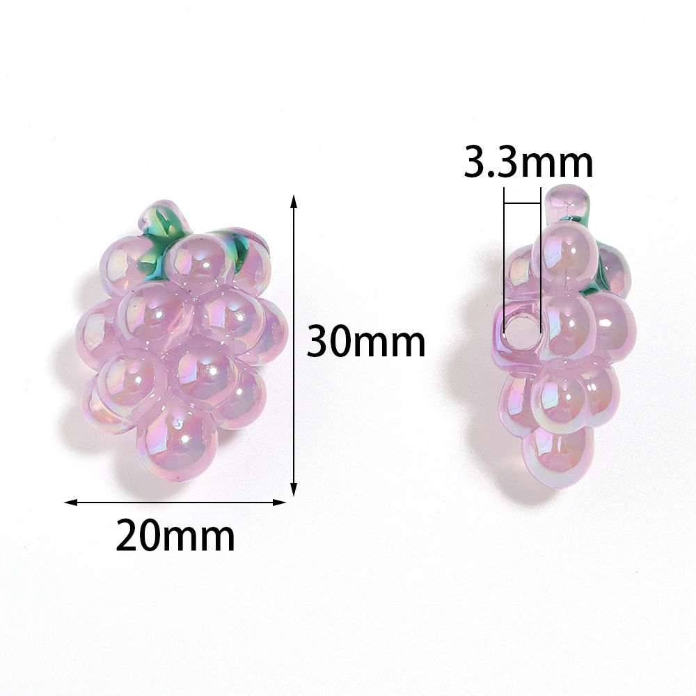 10 Stück AB-farbene, niedliche Traubenförmige Acrylperlen mit großem Loch, lose Fruchtperlen für die Schmuckherstellung, DIY-Halskette, Armband, Schlüsselanhänger, Charm – Detail 1