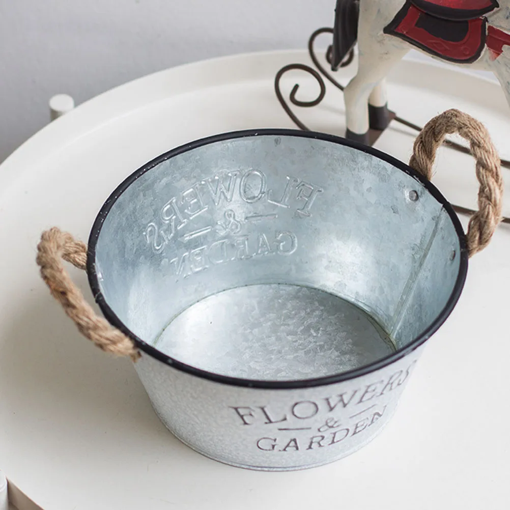 

1pc Iron Flower Retro Plant Pot Utility Vintage Home Tin Metal Pail Holder Gardening Iron Bucket Home Pot Plant