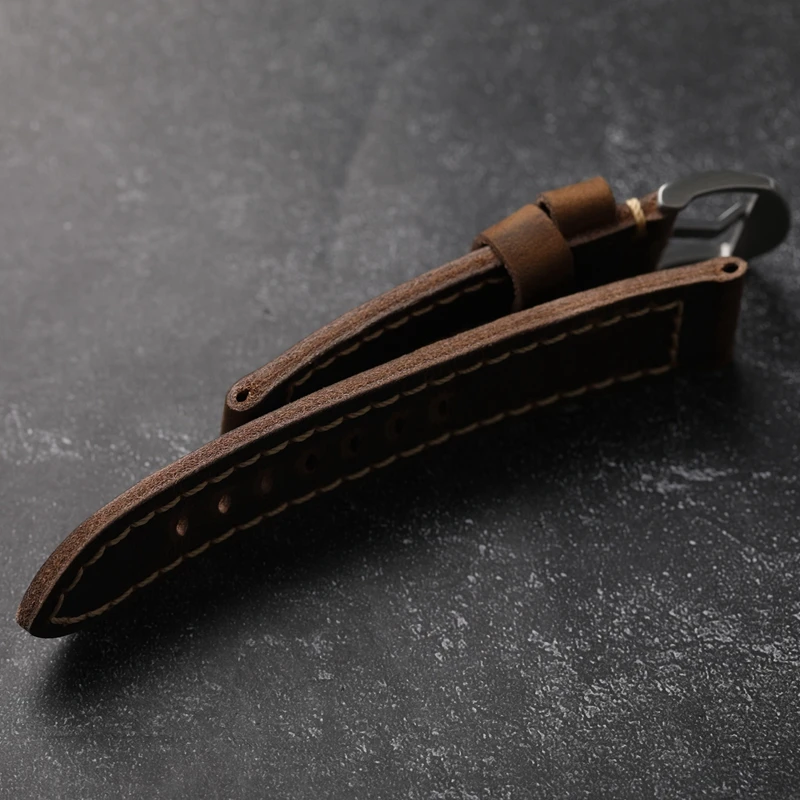 Vintage Men Leather Strap Oily Vintage First Layer Cowhide 20 21 22 23 24MM Adaptable Bronze Watch Bracelet Thickened