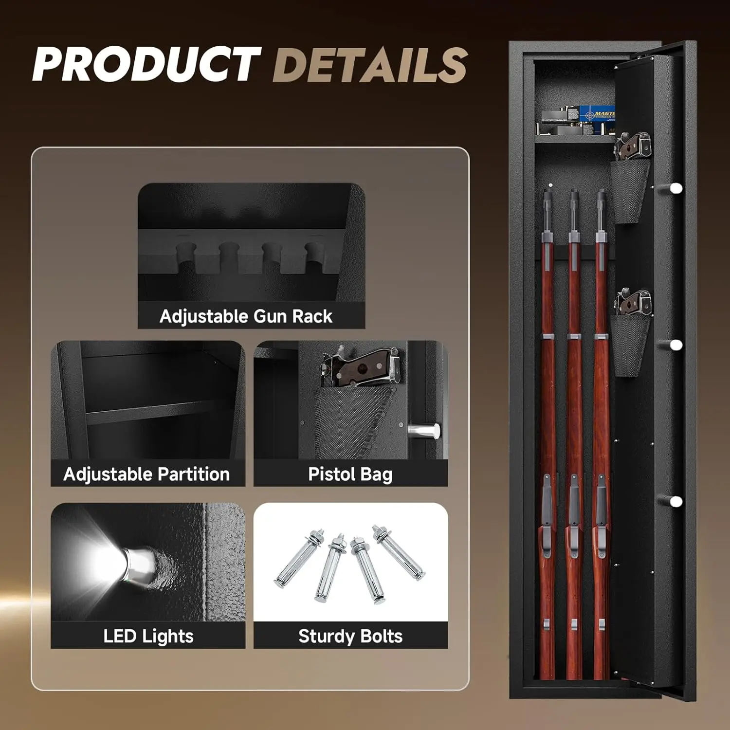 

2-3 сейфа для оружия Сейфы для оружия для винтов и пистолетов Сейф для винтовки Быстрый доступ Сейфы для длинных пистолетов для винтовки Электронный замок Шкаф для пистолета