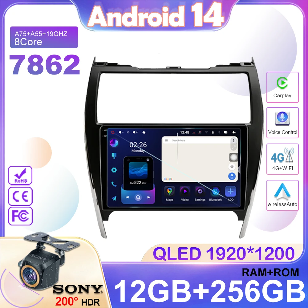 

Автомобильный DVD-плеер Android 14 для Toyota Camry 7 XV 50 55 2012 2013 2014-2015 2016 2017 мультимедийный плеер автомобильное радио GPS-навигация No 2din