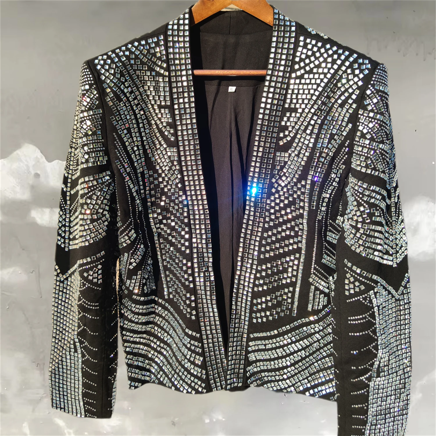 Full Rhinestones Jacket Jaqueta Bomber Diamond Top Quality Luxury Hot Drill  Punk Club Outfit Coat Black Fall Winter Jacket Men