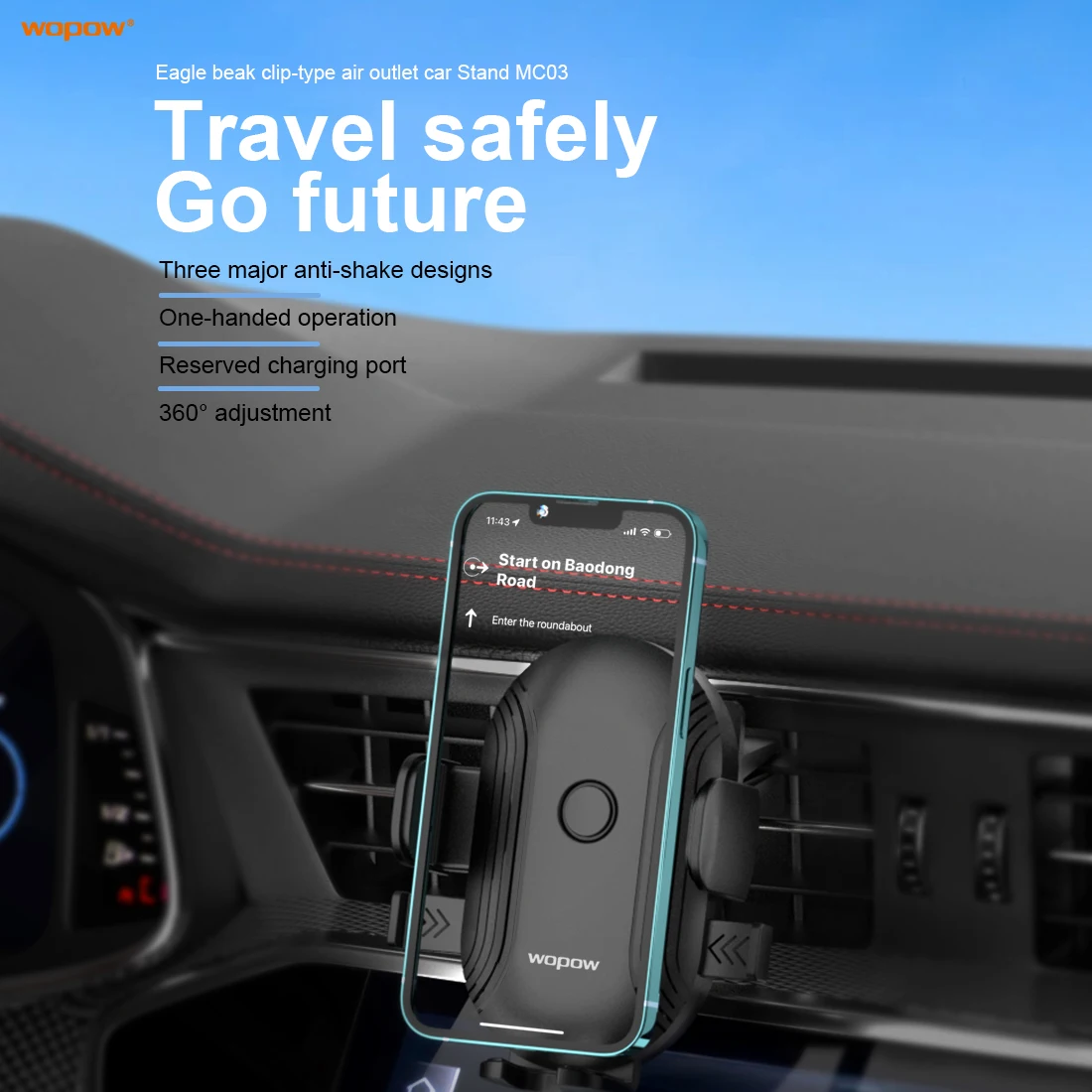 Car mobile phone bracket 360-degree rotation air vent practical mobile phone navigation bracket