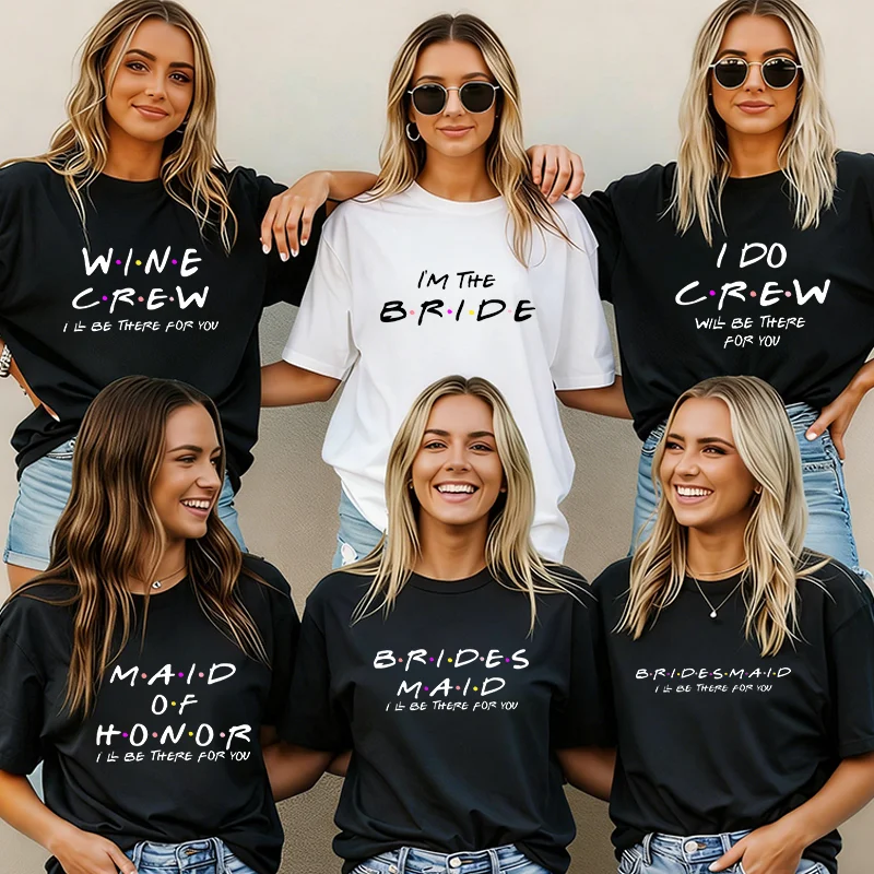 Trendy Bride Squad T-Shirts Friends Style I Do Crew & Maid of Honor Print Tees with Classic Quote for Bachelorette Party Tops