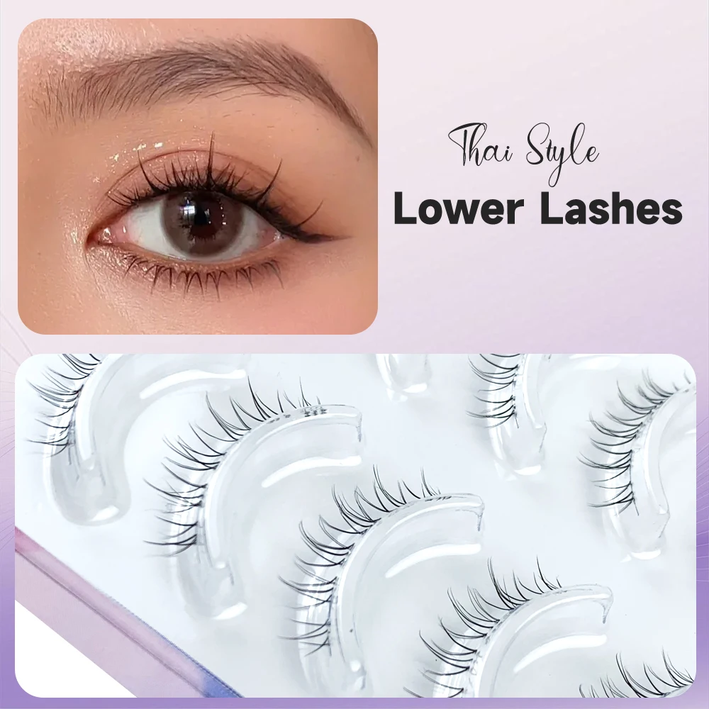 Transparent Band Natural Long False Lower Eyelashes Reusable Korean Girl Group Make Up Tool Fake Down Eye Lashes Thin Stem Manga