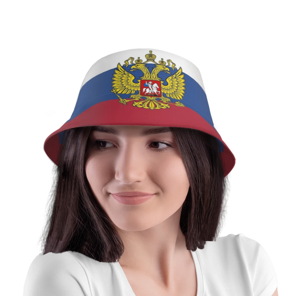 Summer Unisex Fashion Bucket Hats Russia Flag Women Men Fishing Hats  Autumn Beach Panama Sun Cap for Bob