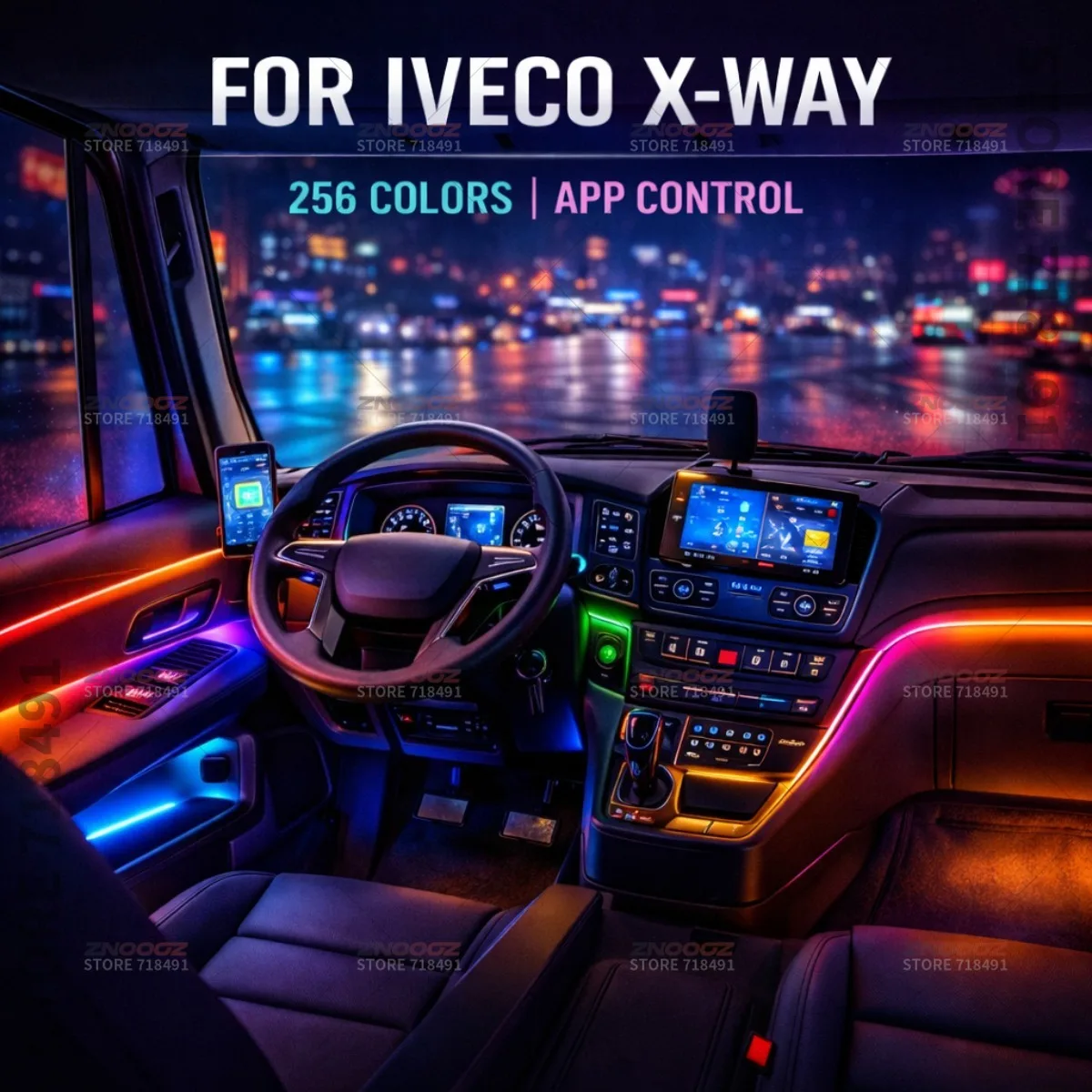 

Для Iveco X-Way 22in1 RGB интерьер автомобиля акриловые автомобильные окружающие освещение RGB скрытая акриловая полоса украшения атмосферные аксессуары