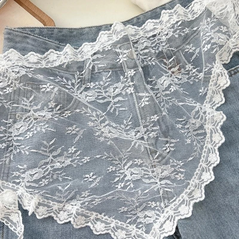 5asd Women Flower Triangolo in pizzo Gonna avvolgente irregolare Mini grembiule Sarong Hip Scarf Cape