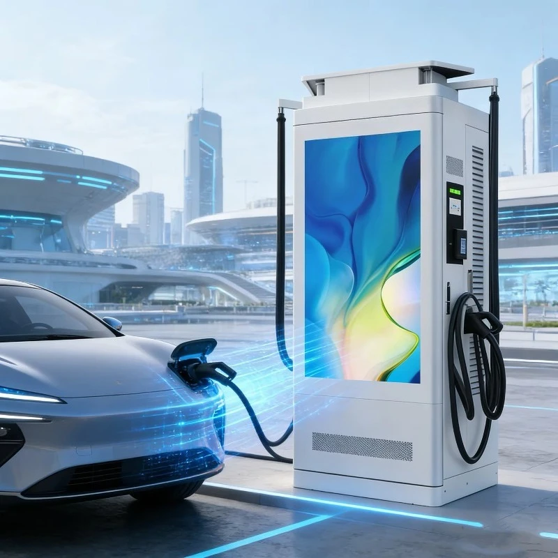 EV DC Charging Pile Advertisement Charger 43inch Screen  60kw 120kw 160kw  Ev Charger Manufacturer