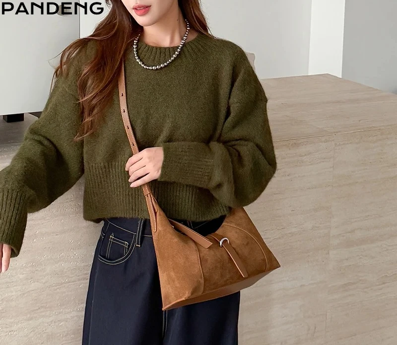 

Female Soft Cowhide Durable Crossbody Bag Women Suede Cow Leather Shoulder Underarm Bags Ladies Fashion Luxury Classic Handbags