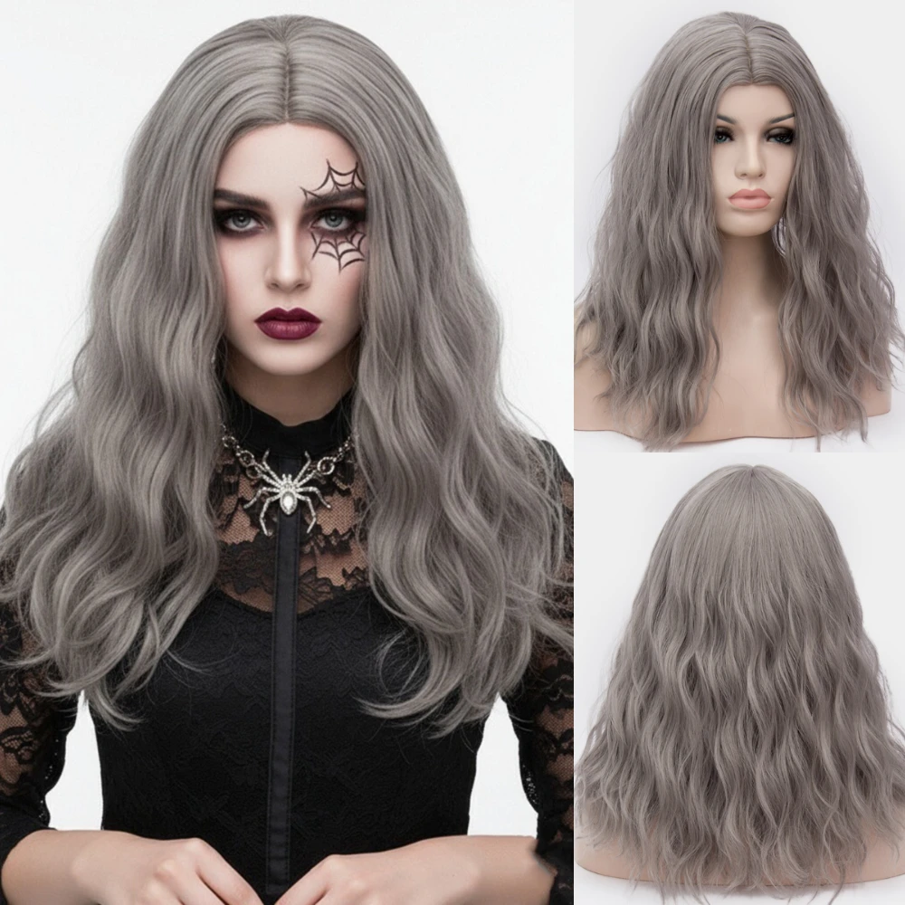 

MSIWIGS женский короткий волнистый синтетический парик, термостойкая средняя часть для торжеств на Хэллоуин