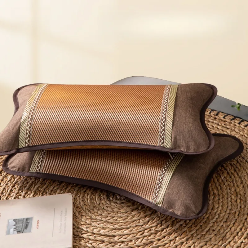 Summer Buckwheat Jasmine Filled Bamboo Pillow, Ice Rattan Pillow Core, Cervical Support Sleep Pillow for Adults