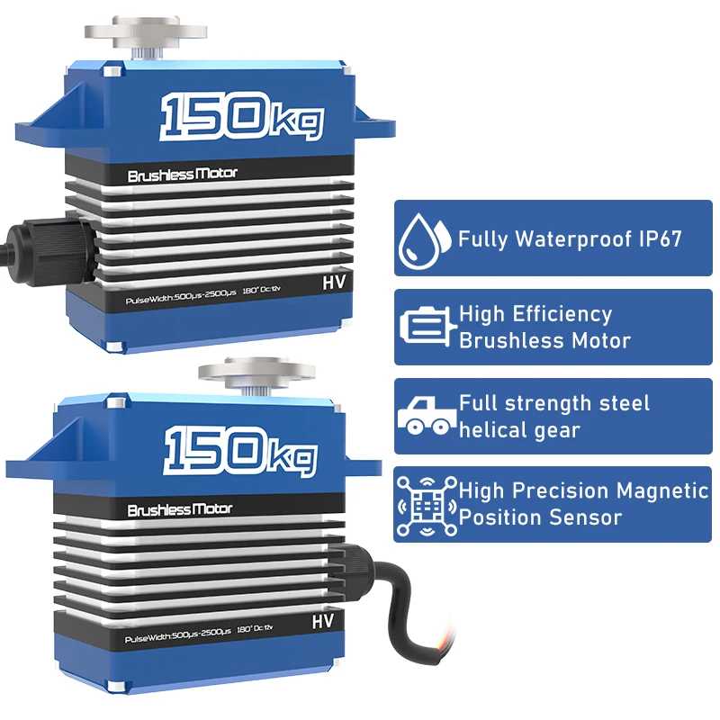 

GX Servo 150kg Large Torque Metal Digital Servo 12V-16.8V HV CNC Brushless Motor for RC Car Fixed Wing Helicopter High Pressure
