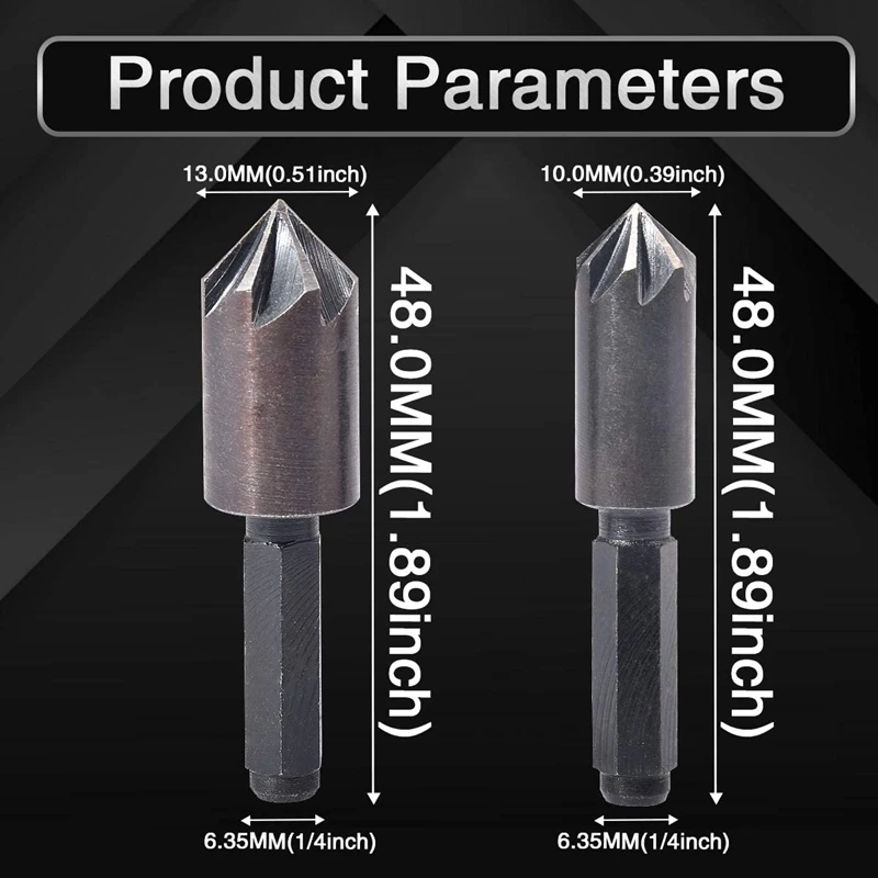 โปรโมชั่น! 2ชิ้น7ขลุ่ย Countersink set Mata Bor HEX Shank Countersink บิตเจาะ Countersink เครื่องมือตัดงานไม้