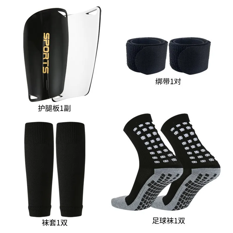 Football four piece set leg guards, football socks, socks, straps, sports shin guards, mid tube socks, protective gear set