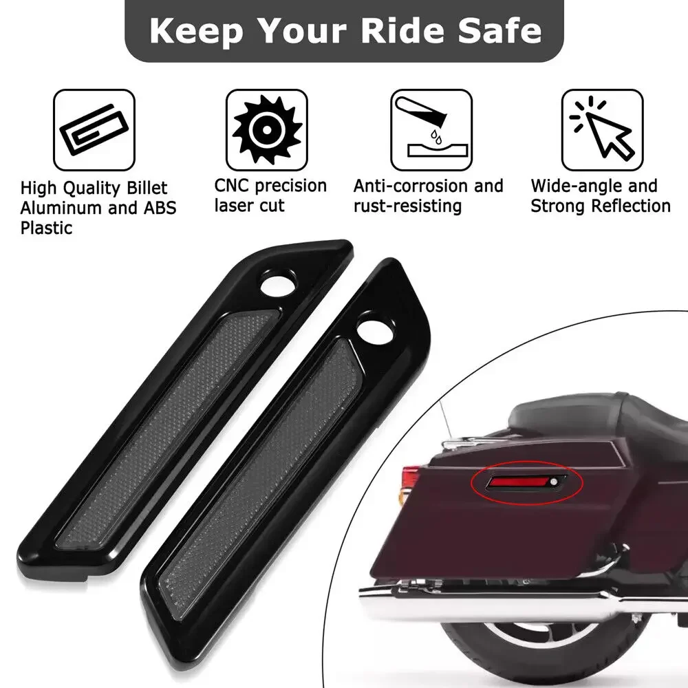 Motorcycle Black Saddlebag Hinge Latch Covers For Harley Touring Road King Glide 2014-2023 Saddlebag Side Hinge Latch Cover