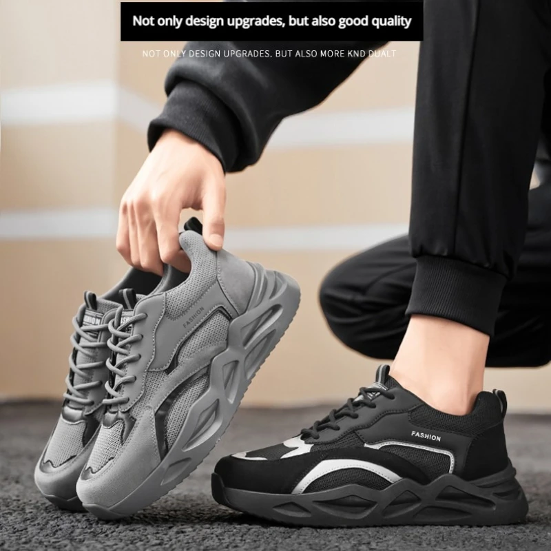 

Four-season Men's Multi-color Round-toe Thick-soled Height-increasing Fashionable High-quality Lace-up Casual Sports Shoes