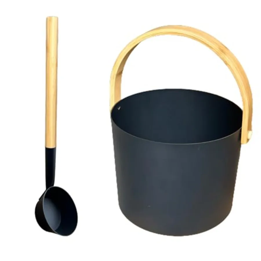 

Sauna bucket for bathrooms, saunas steam baths; aluminum; silver; 7L capacity with ladle set