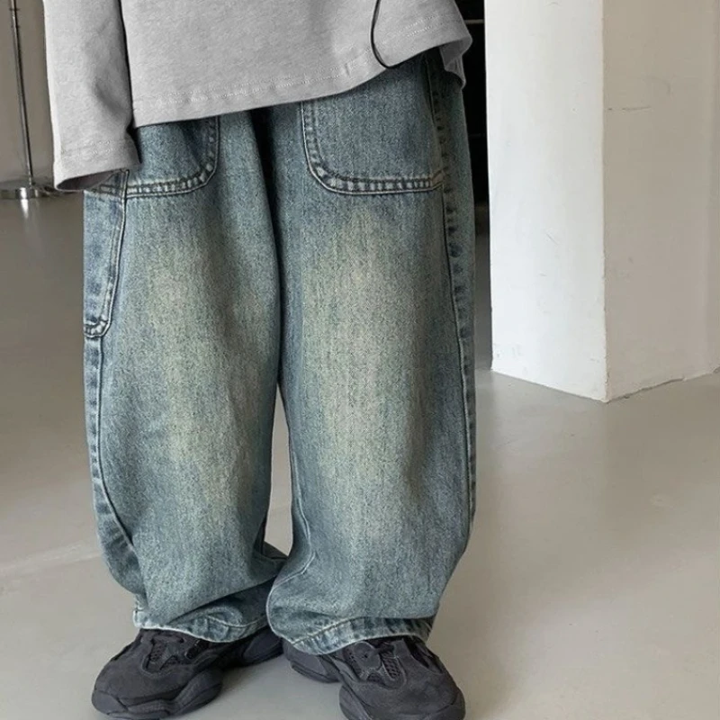 

2-10Y Kids Jeans 2025 Trendy Cool Street Pants Children's Spring Autumn Kid's Denim Trousers New Boys Girls Wide Leg Loose Pants