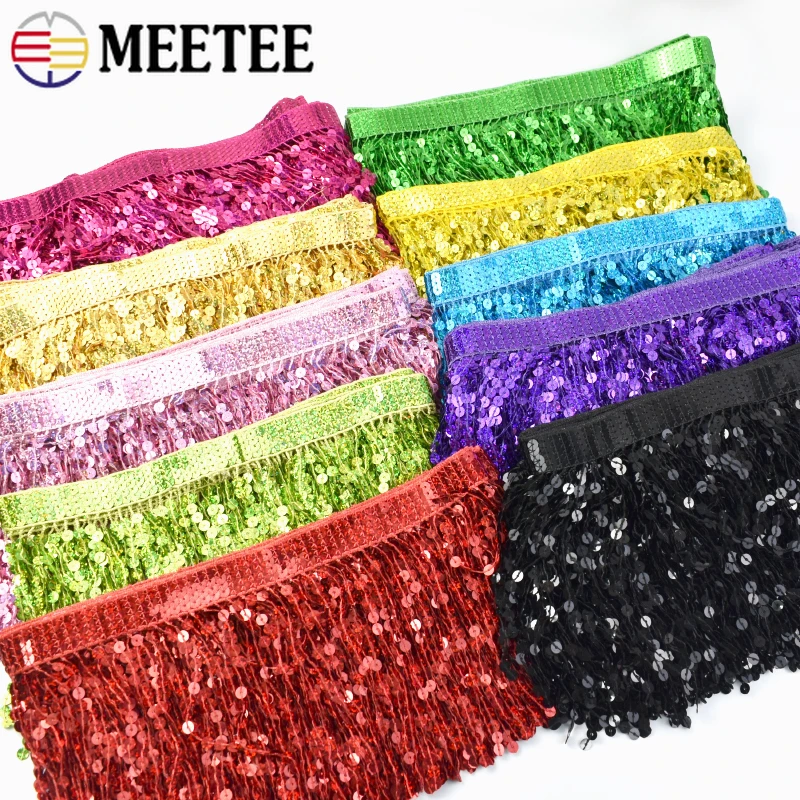 1-5Meters 16cm Beaded Tassel Fringe for Clothes Sequin Latin Dress Garment Lace Trim Skirt Trimming Ribbon DIY Sewing Accessory