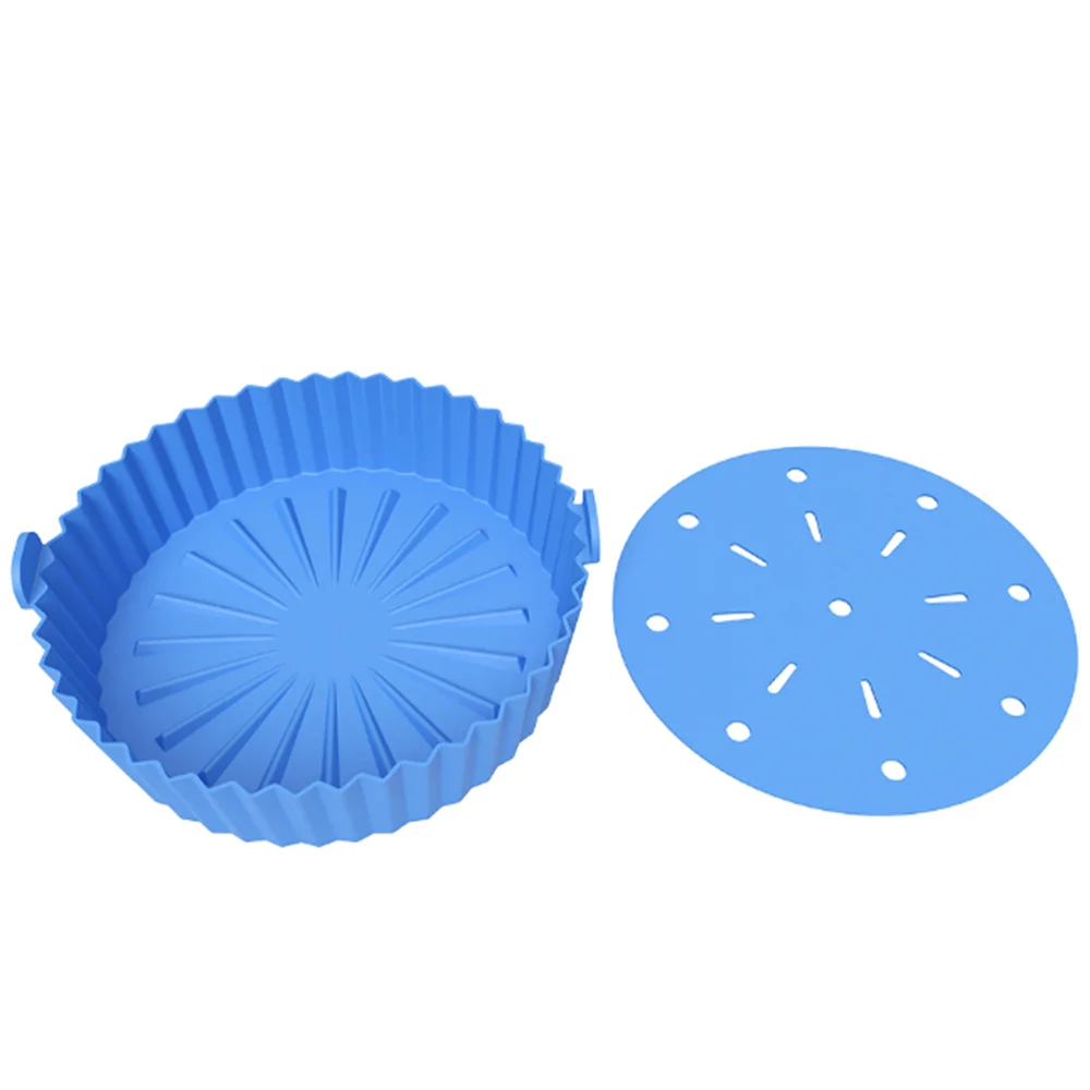 

Reusable Airfryer Silicone Basket Pot Easy To Clean Oven Baking Tray Round Liner Pizza Plate Grill Pan Mat Air Fryer Accessories