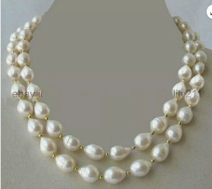 

AAA NATURAL HUGE 11-13MM SOUTH SEA REAL WHITE BAROQUE PEARL NECKLACE 35"