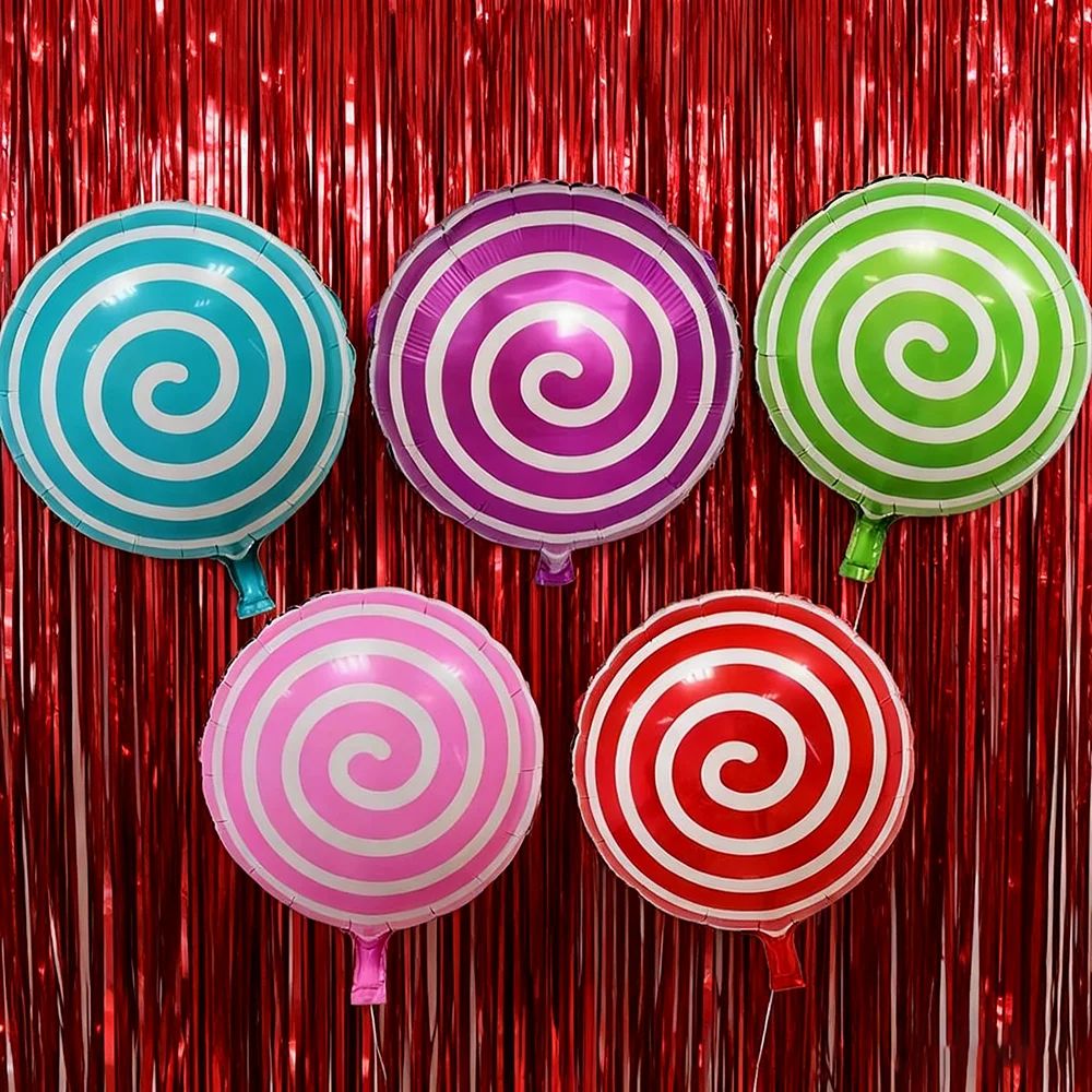 

2/5pcs Colorful Round Aluminum Foil Balloons Lollipop Windmill Helium Balloon Toy Baby Birthday Wedding Proposal Decor Supplies