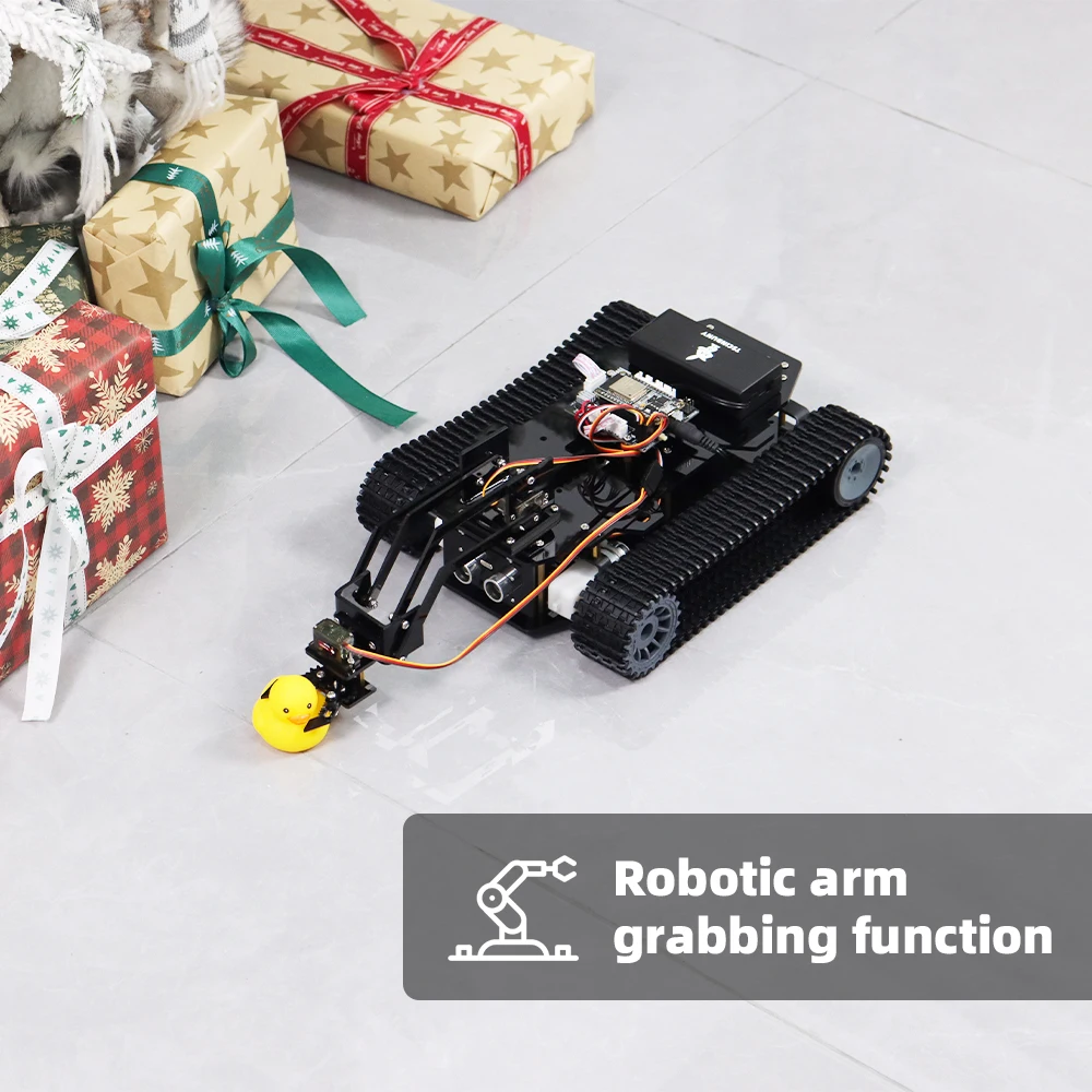 Tscinbuny Smart Robot Arm Automation Kit, Acrylic Gripper ESP32 Coding Car with App Control for Arduino STEM Projects No Battery