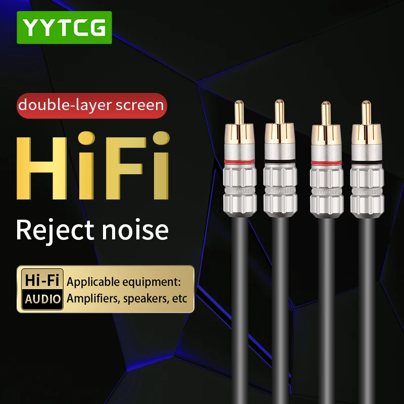 1 Pair RCA Audio Cable OFC 2RCA Male To 2RCA Male Audio Cable for Home Theater Amplifier Hi-Fi System Car Audio Speaker