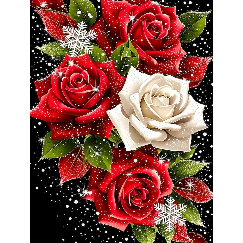 

GATYZTORY Paint By Number Red White Roses Hand Painted Painting Art Drawing On Canvas Gift DIY Pures By Numbers Kits Home Decor