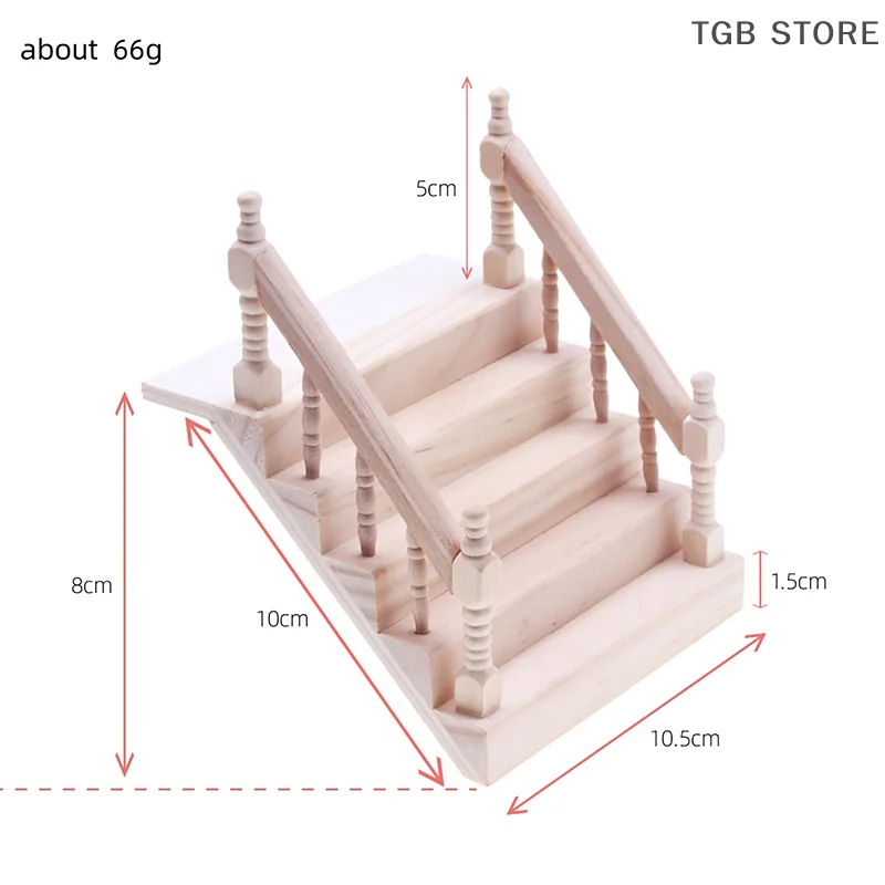 1:12 인형집 미니어처 나무 난간 계단 장면 단순 계단 모델 미니 계단 가구 방 장식