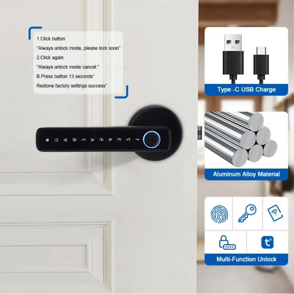 Customizable Heavy Duty Smart Lock Keyless Entry Fingerprint Password WiFi Glass Door-Cerradura Inteligente Electronic Front