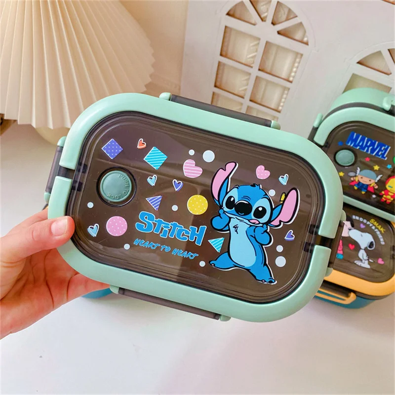 Stitch Portable Bento Box Cartoon Handheld Lunch Box Lilo Stitch Large Capacity Storage Sealed Food Preservation Box Kid Gift