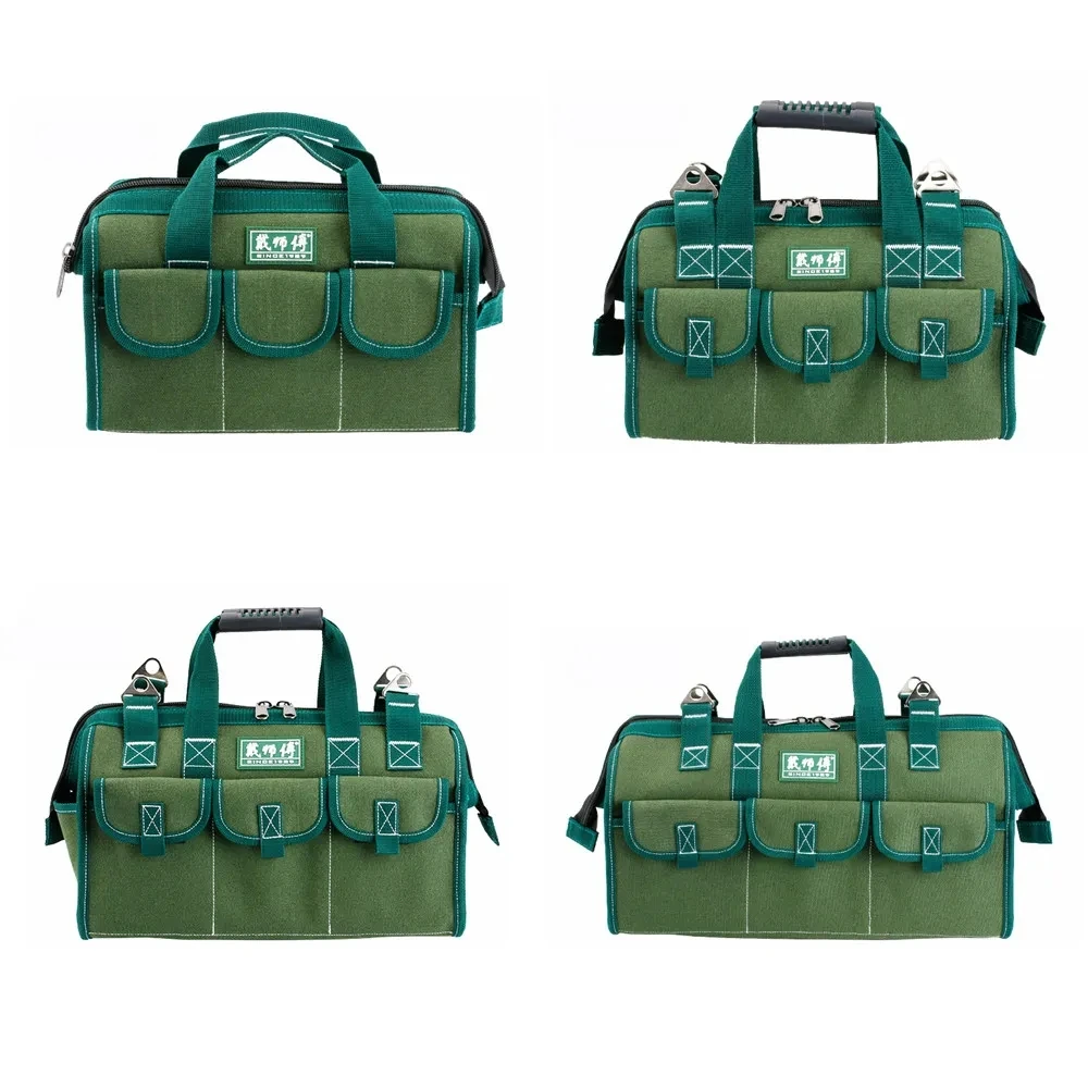 Functional Toolbag 14 16 19inch Canvas Multi-pockets Mechanics Toolkit Contractors Equipment Tote Organizer Green Storage Bag