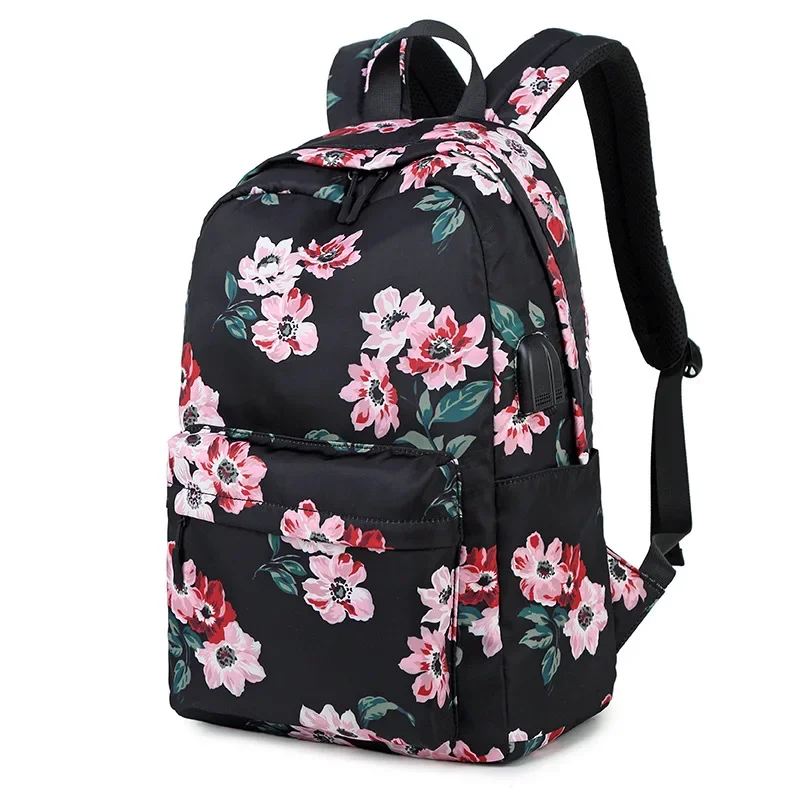 Mochila impermeable con USB para mujer, bolso escolar informal para estudiantes, bolsa de viaje para estudiantes de secundaria, nueva