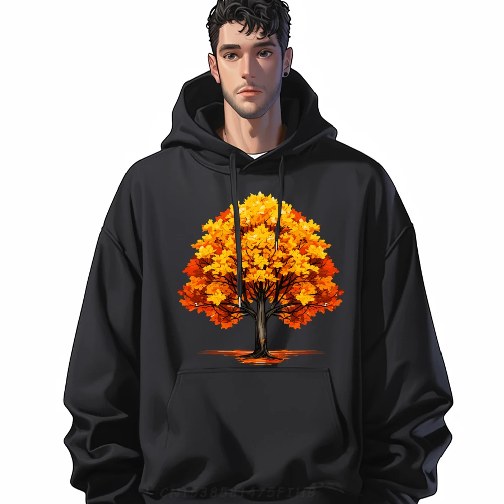 Maple Tree Leaf Autumn Fall Leaves For Men Funny Pullover Hoodies Men Meme Hoodie Crazy Man Sweatshirts