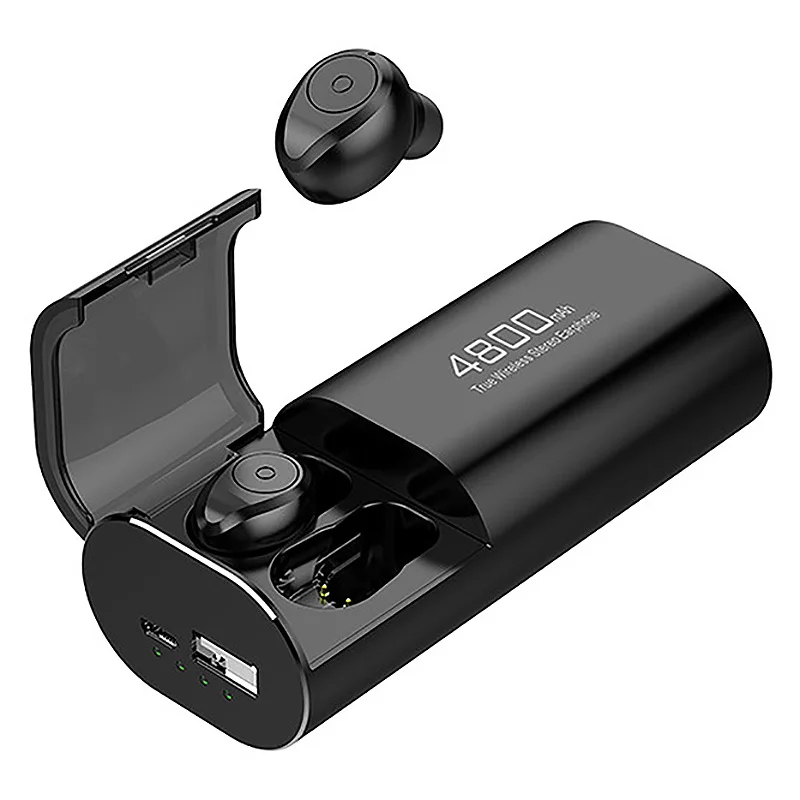 Ofertas superiores fones de ouvido sem fio bluetooth 5.0 com 4800mah caso de carregamento [como banco de potência] com microfone usb tipo c cabo tws estéreo in-e
