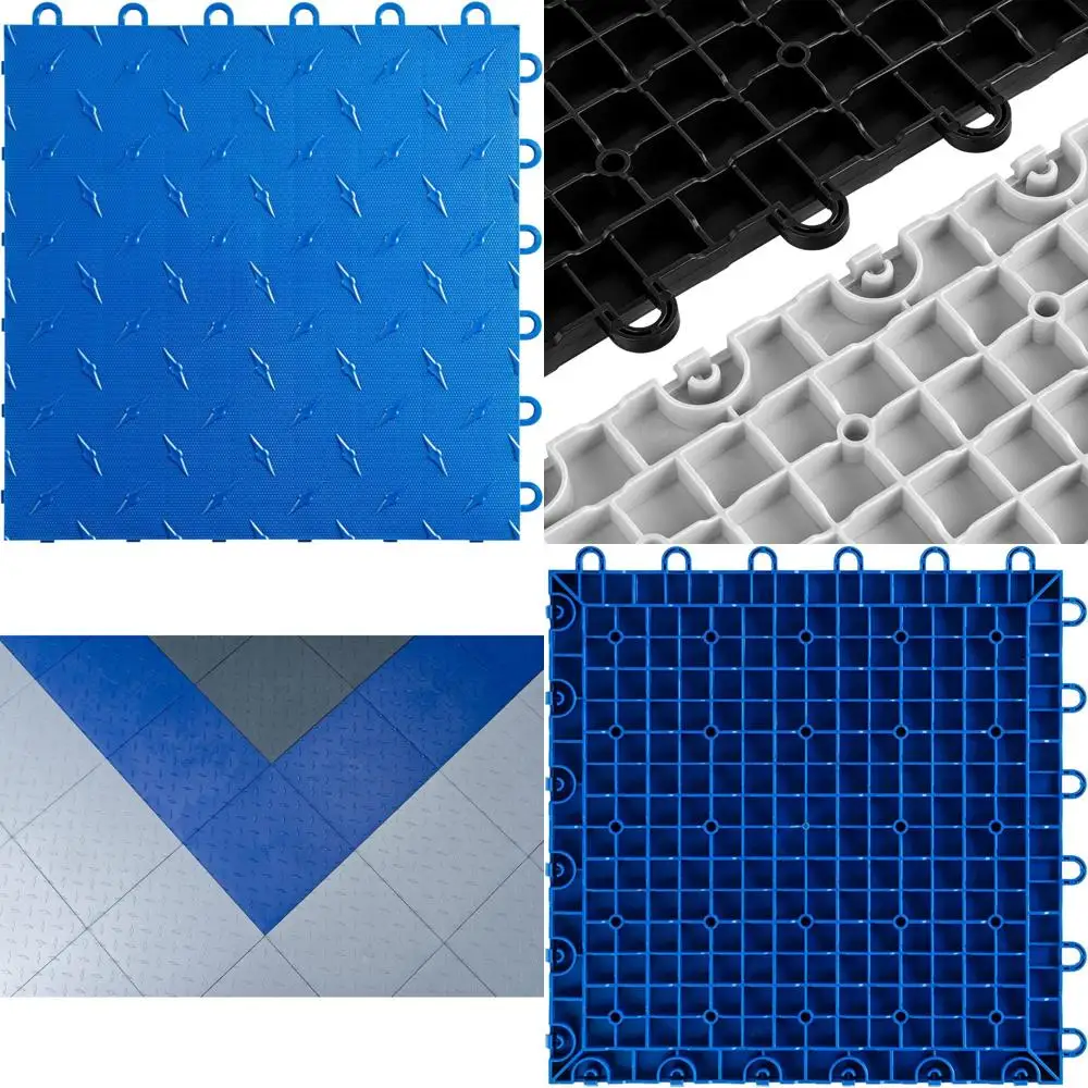 Blaue 12-Zoll ineinandergreifende Diamant-Garagenbodenfliesen, 50-teiliges Set, robust für schnelle Installation